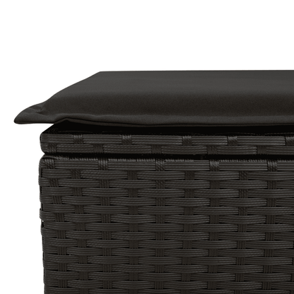 10-piece Loungeset with Cushions Poly Rattan Black