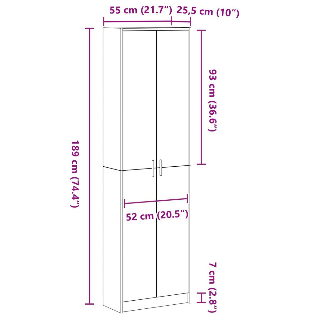 Kast Wit 55x25x189 cm Geengineerd Hout