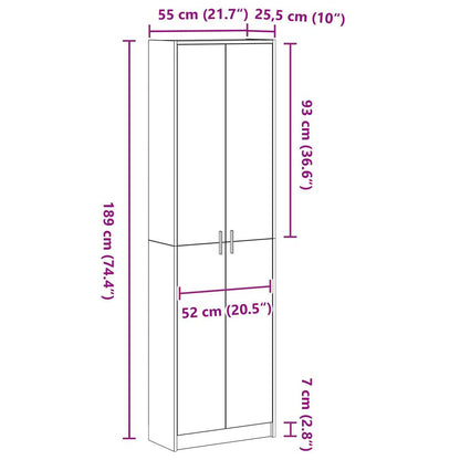 Kast Wit 55x25x189 cm Geengineerd Hout