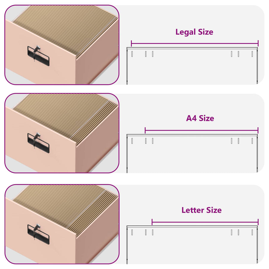 Filing Cabinet Pink 45.5 x 50 x 106.5 cm Cold Rolled Steel