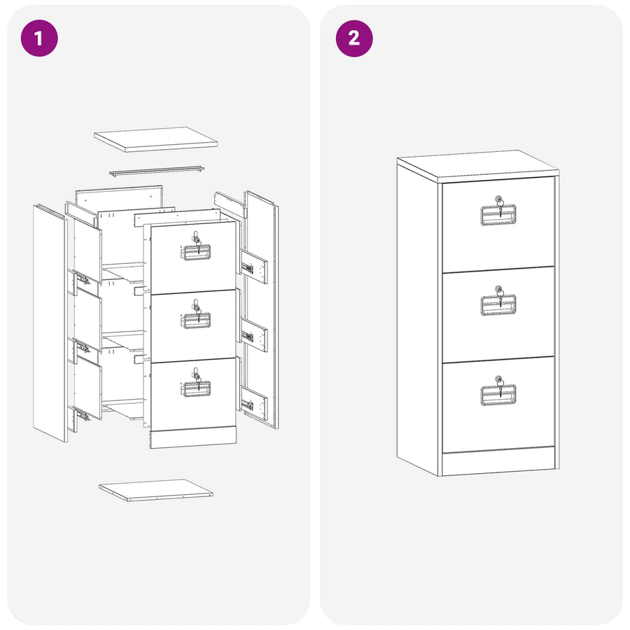 Filing Cabinet Pink 45.5 x 50 x 106.5 cm Cold Rolled Steel