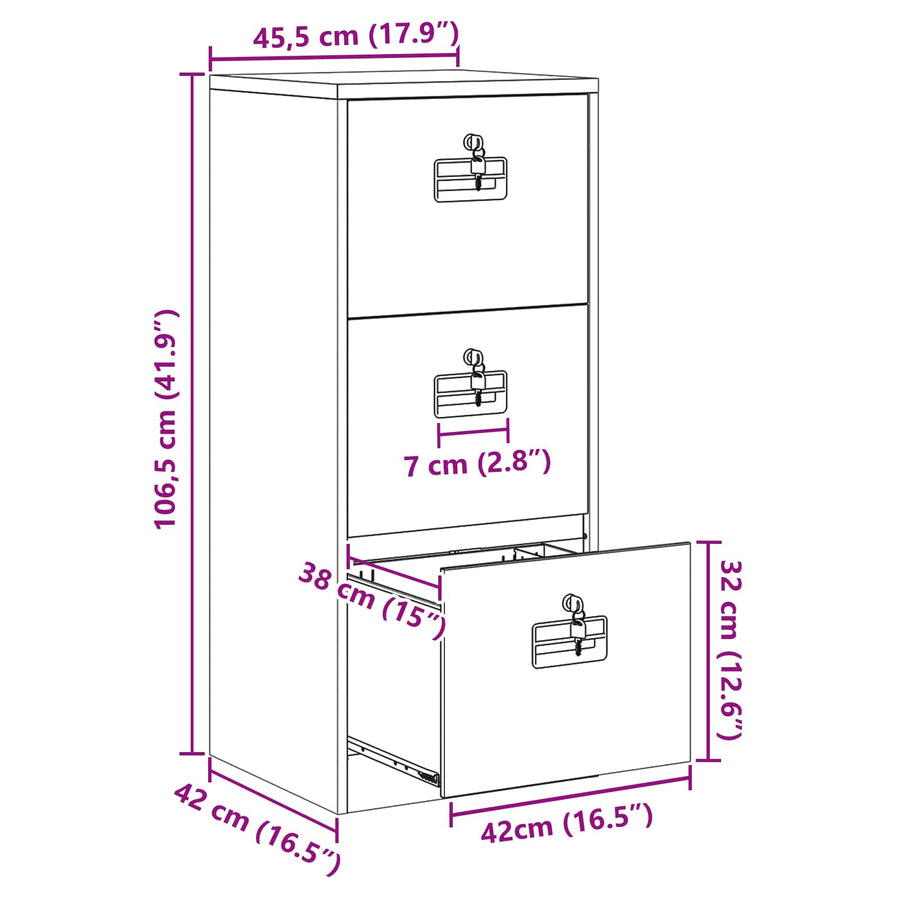 Filing Cabinet Pink 45.5 x 50 x 106.5 cm Cold Rolled Steel