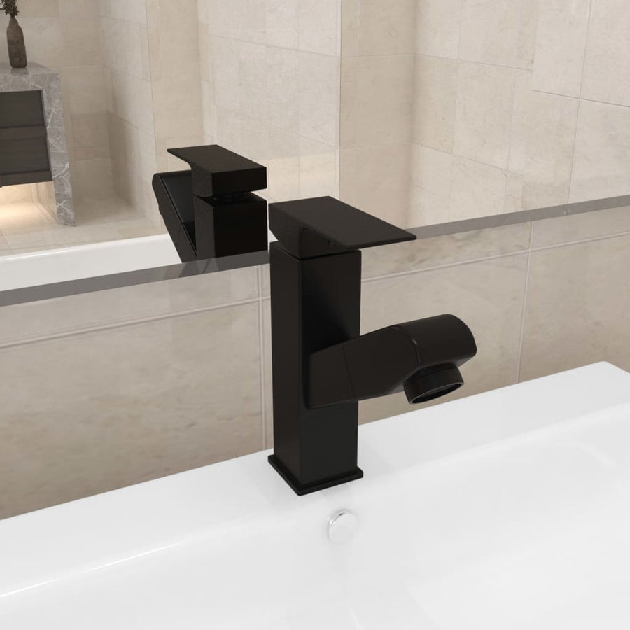Basin tap with pull-out spray 157x172 mm black
