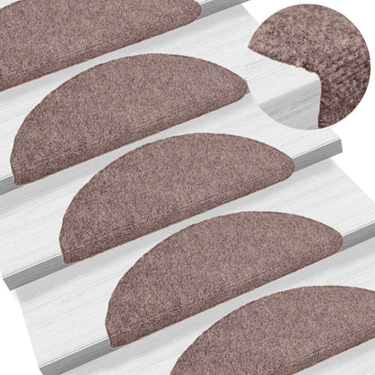Stair Mats Self-Adhesive 30 pcs 56x17x3 cm light brown Semicircular