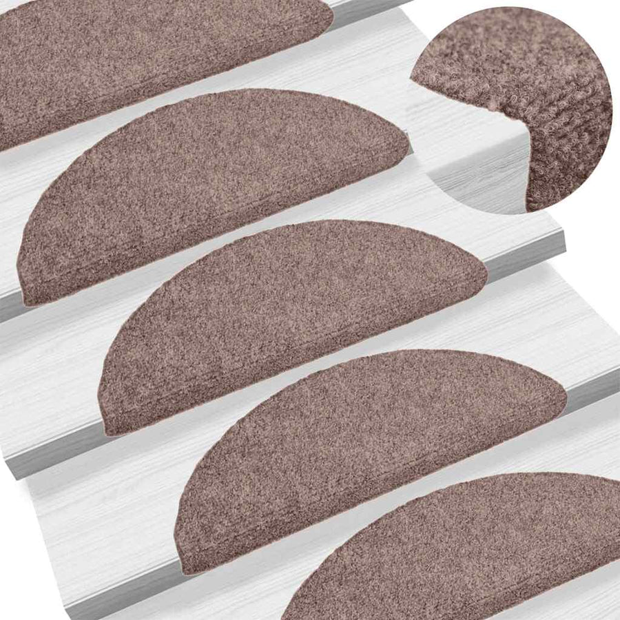 Stair Mats Self-Adhesive 30 pcs 56x17x3 cm light brown Semicircular