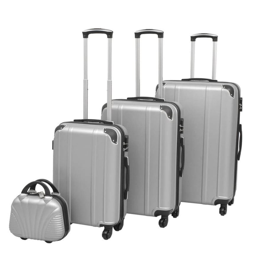 Hard-shell spinner luggage set silver 4-piece