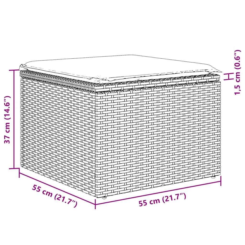 9-Delige Loungeset Met Kussens Poly Rattan 1 Beige en grijs