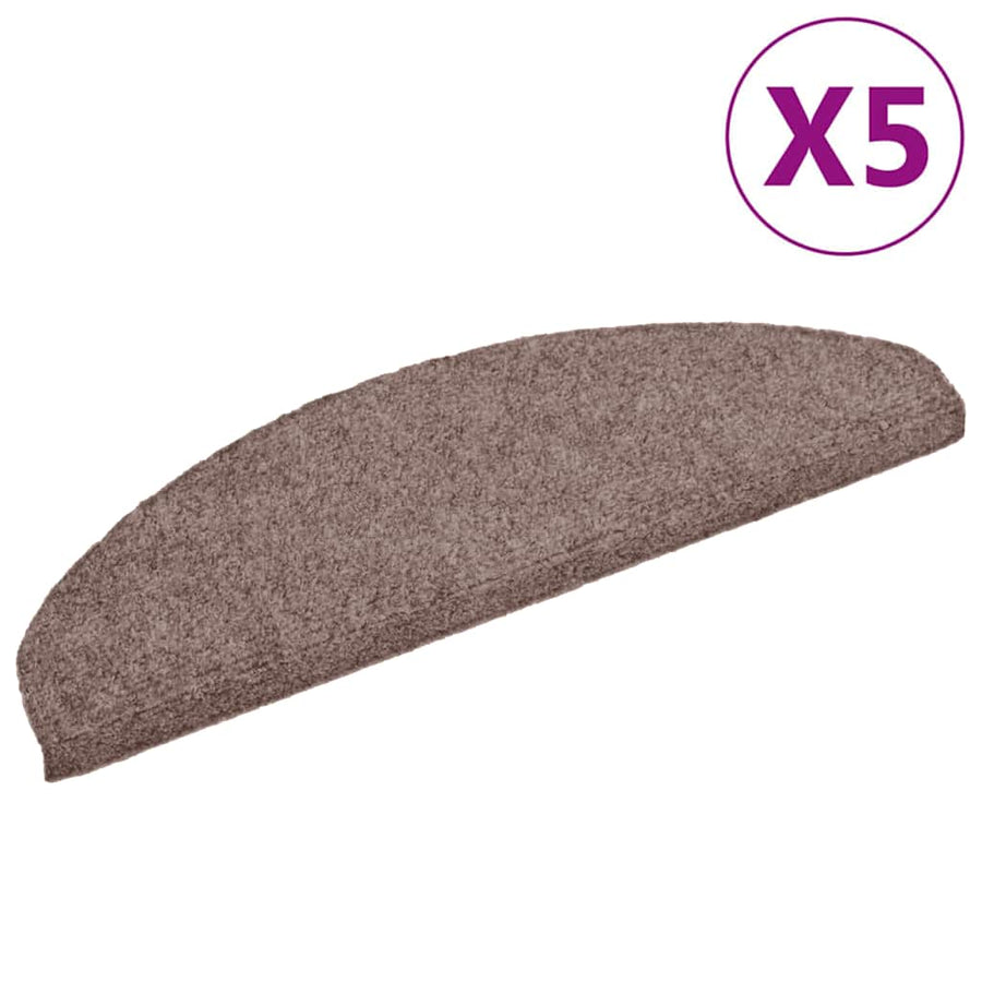 Stair Mats Self-Adhesive 5 pieces 65x21x4 cm light brown Semicircle Large