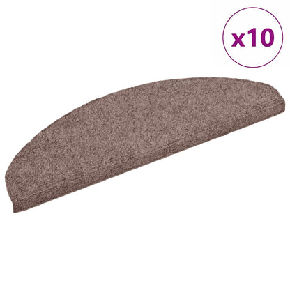 Stair Mats Self-Adhesive 10 pieces 65x21x4 cm Light Brown Half Round Large