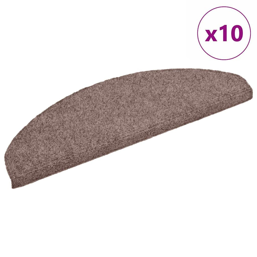 Stair Mats Self-Adhesive 10 pieces 65x21x4 cm Light Brown Half Round Large