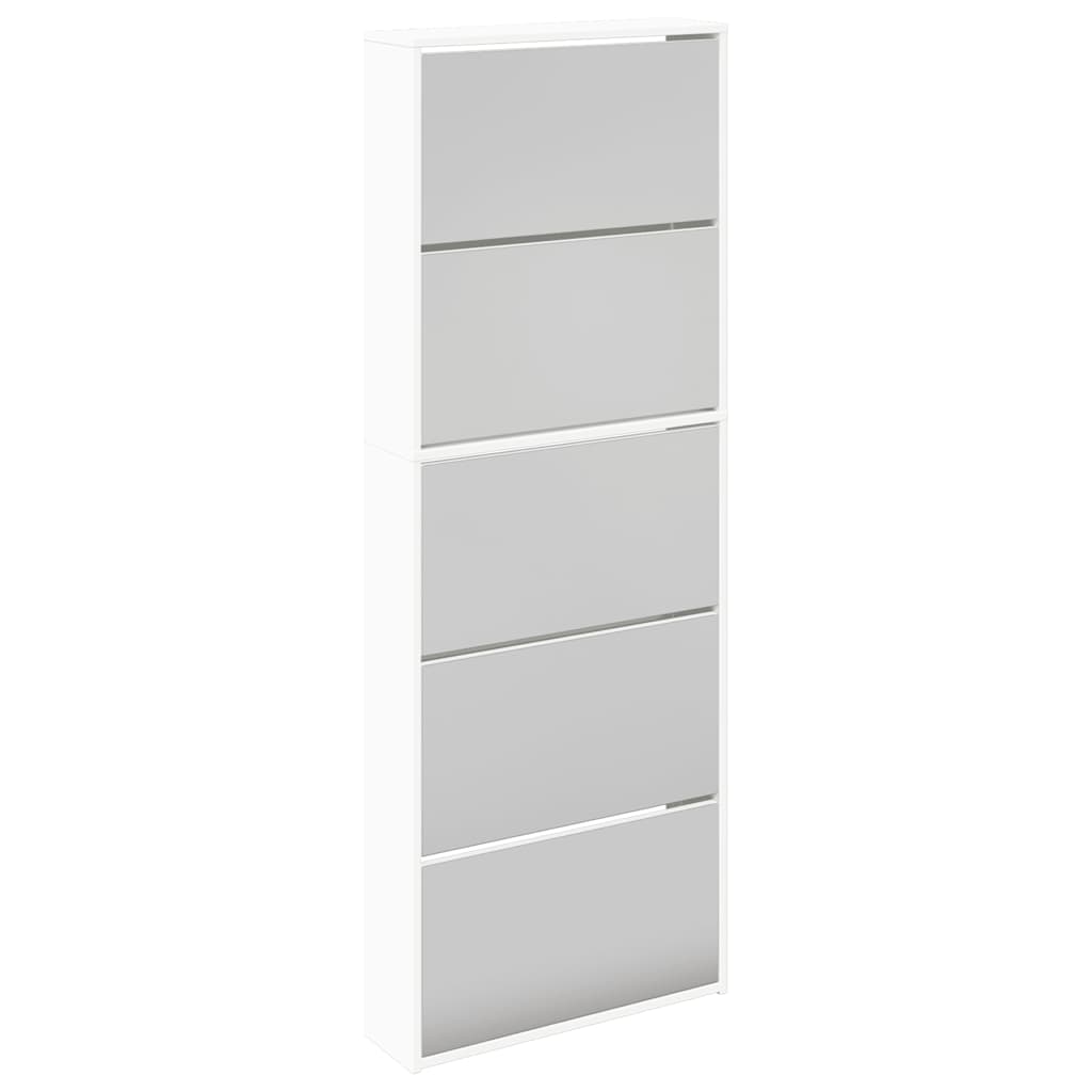 Shoe cabinet with 5 mirrors 63x17x169.5 cm white