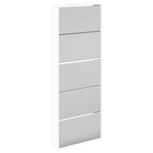 Schoenenkast 63x17x169,5 cm wit met 5 spiegels