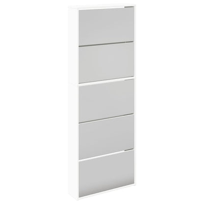 Shoe cabinet with 5 mirrors 63x17x169.5 cm white