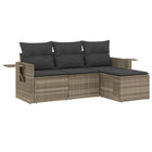 4-piece Lounge Set with Cushions Poly Rattan Light Grey