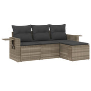 Loungeset 4-delig poly rattan lichtgrijs