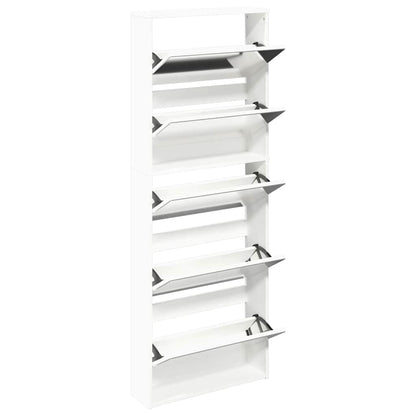 Shoe cabinet with 5 mirrors 63x17x169.5 cm white