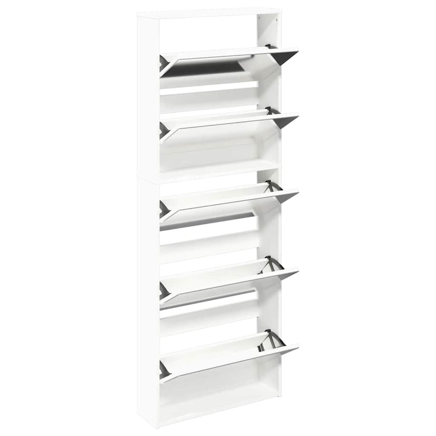 Shoe cabinet with 5 mirrors 63x17x169.5 cm white