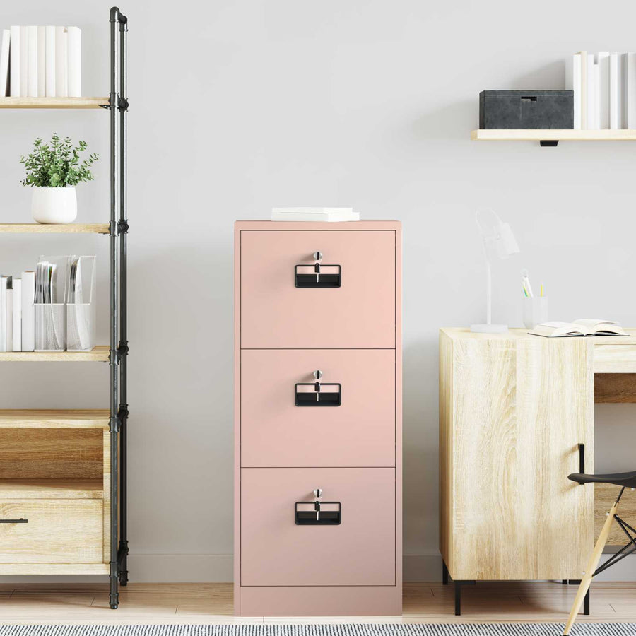 Filing Cabinet Pink 45.5 x 50 x 106.5 cm Cold Rolled Steel