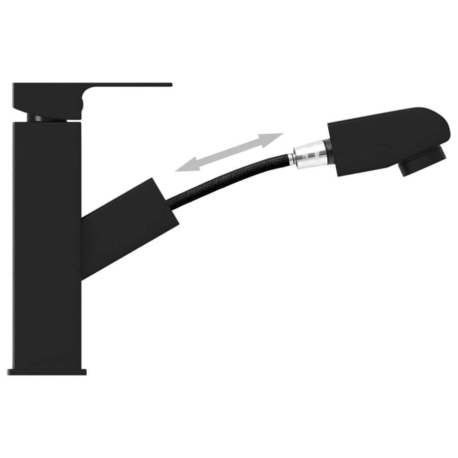 Basin tap with pull-out spray 157x172 mm black