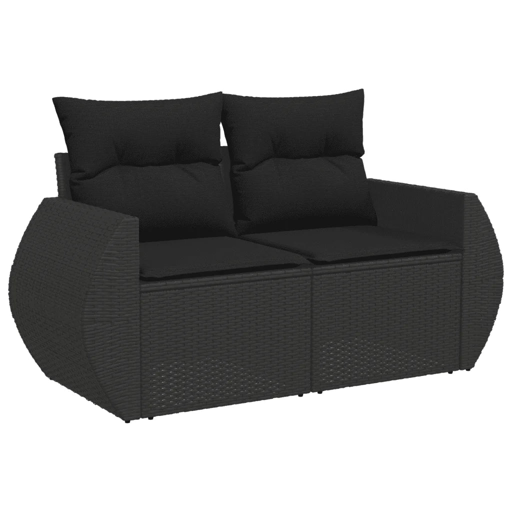 Loungeset poly rattan 6-delig zwart