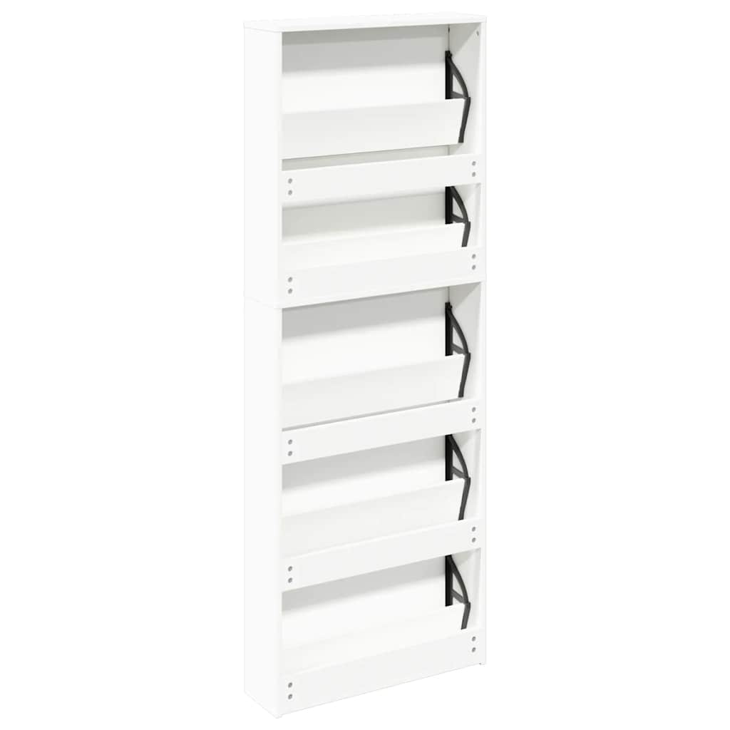 Shoe cabinet with 5 mirrors 63x17x169.5 cm white