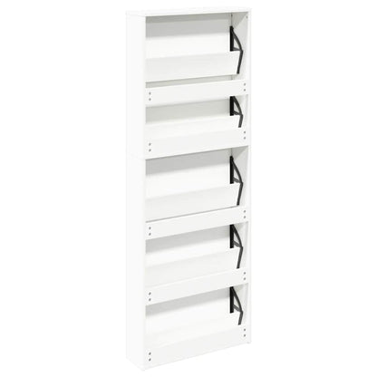 Shoe cabinet with 5 mirrors 63x17x169.5 cm white