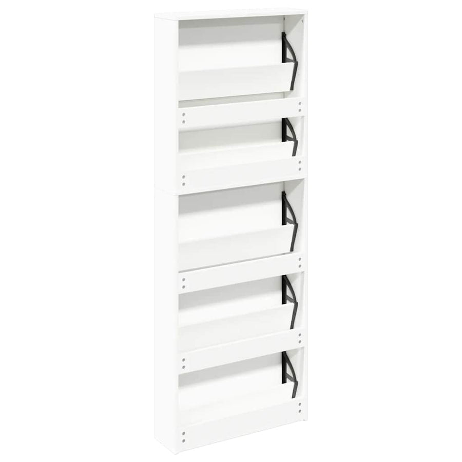 Shoe cabinet with 5 mirrors 63x17x169.5 cm white