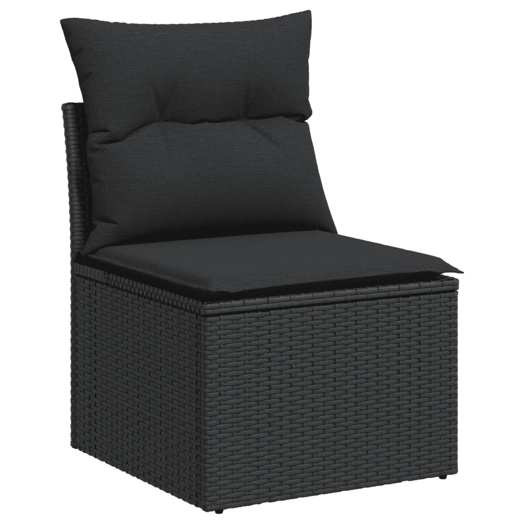 Loungeset poly rattan 6-delig zwart