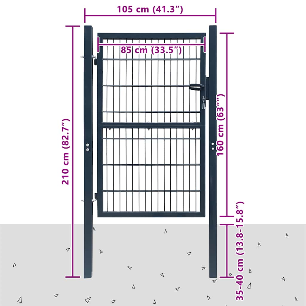 Dubbelstaafmat poort antraciet 106 x 210 cm