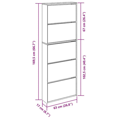 Shoe cabinet with 5 mirrors 63x17x169.5 cm white