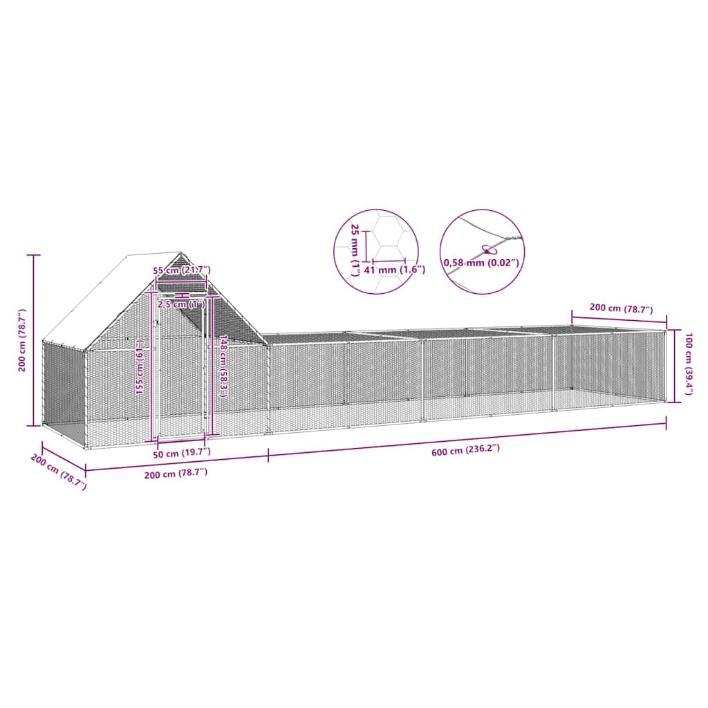 8x2x2 m galvanized steel chicken coop