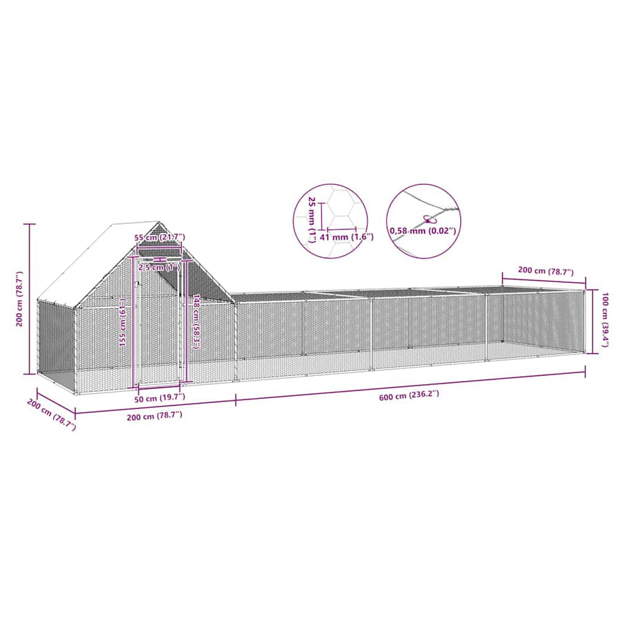 8x2x2 m galvanized steel chicken coop