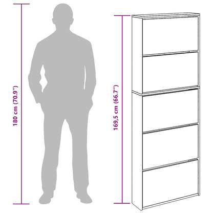 Shoe cabinet with 5 mirrors 63x17x169.5 cm white