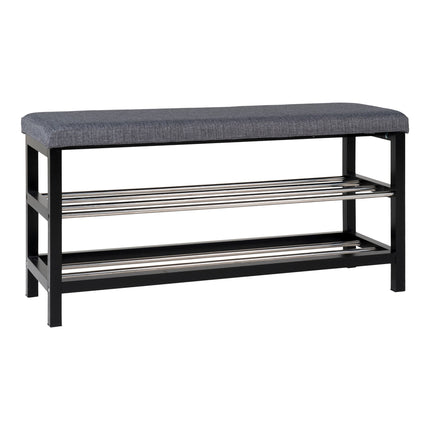 Padova Bench - Bench in grey and black with cushion and two shelves