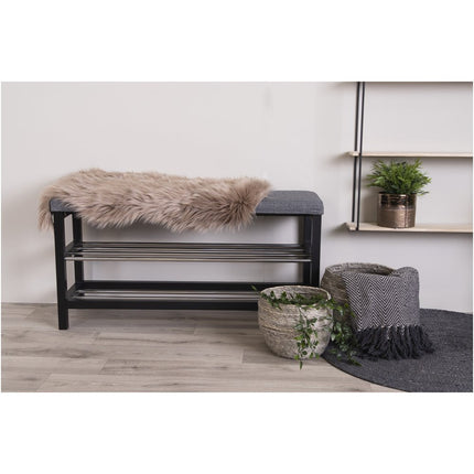 Padova Bench - Bench in grey and black with cushion and two shelves