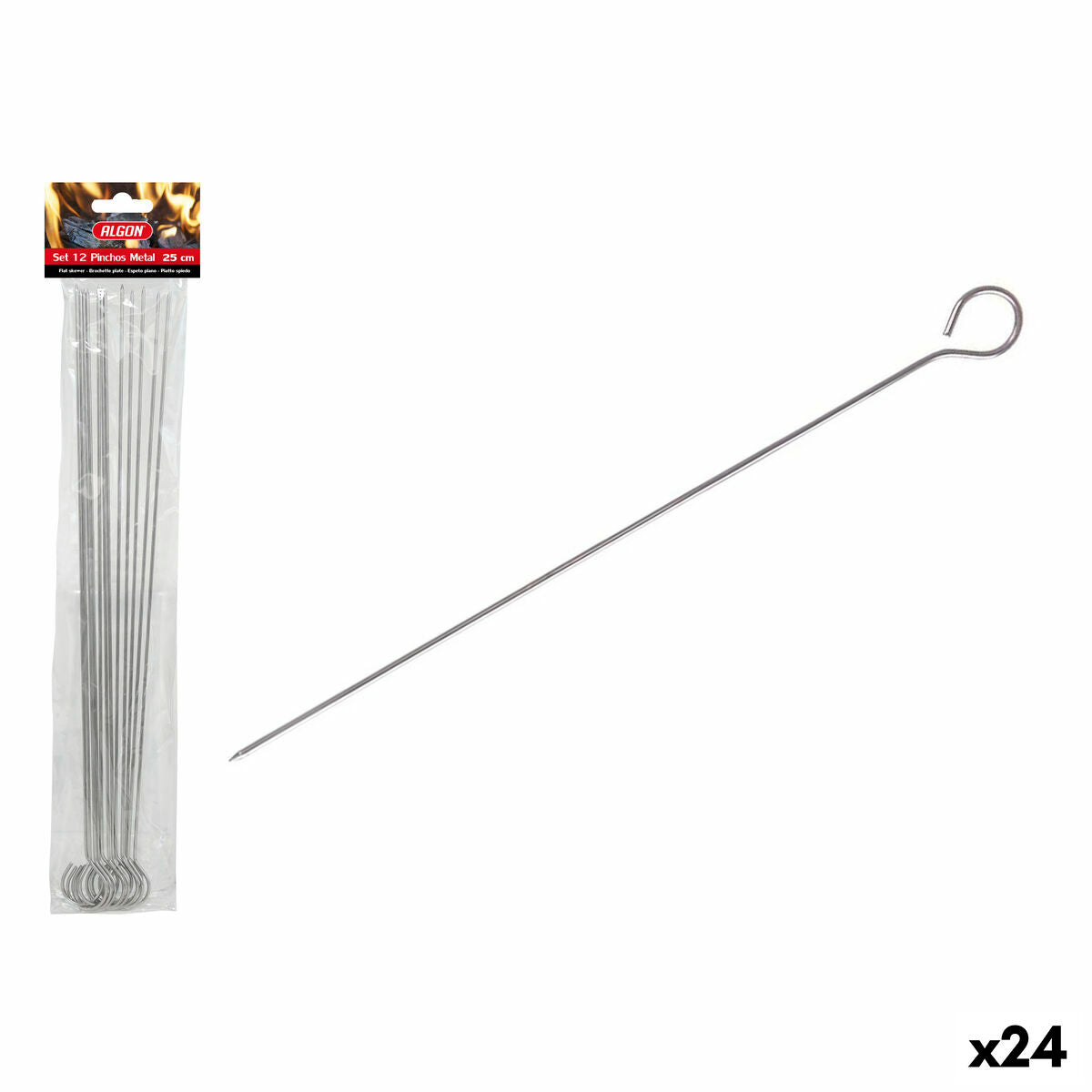 Algon Barbecuespiesset Algon Metaal 25 Cm 12 Onderdelen (24 Stuks)