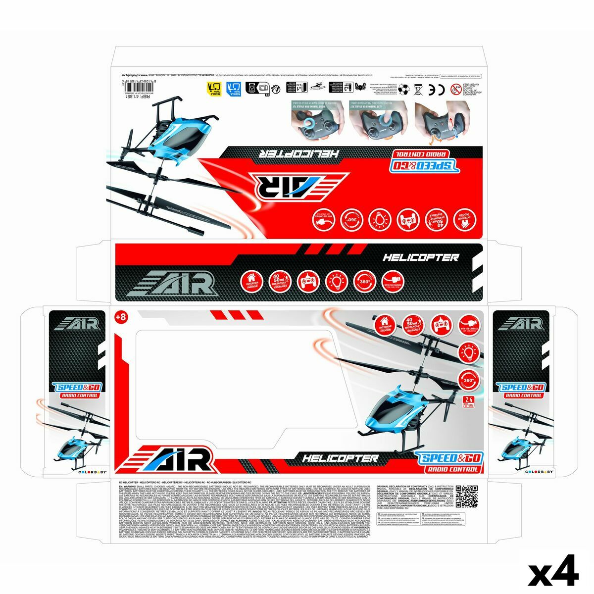 Colorbaby Helikopter Op Afstandsbediening Colorbaby (4 Stuks)