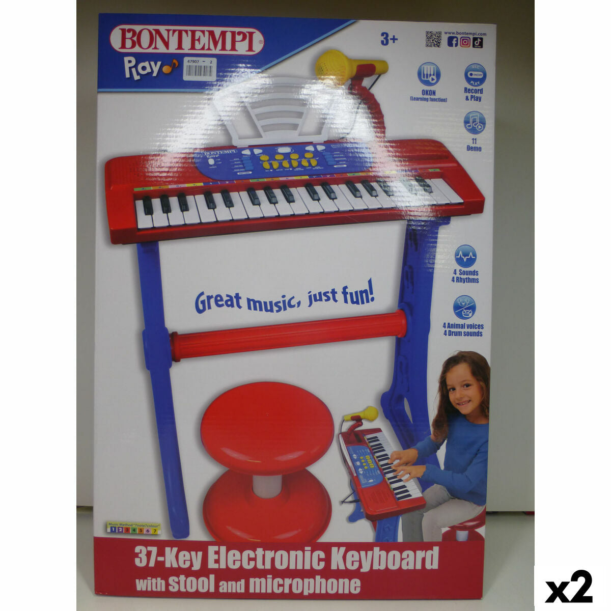 Bontempi Met Toetsenbord Met 37 Toetsen Bontempi 43 X 56 X 23 Cm (2 Stuks)