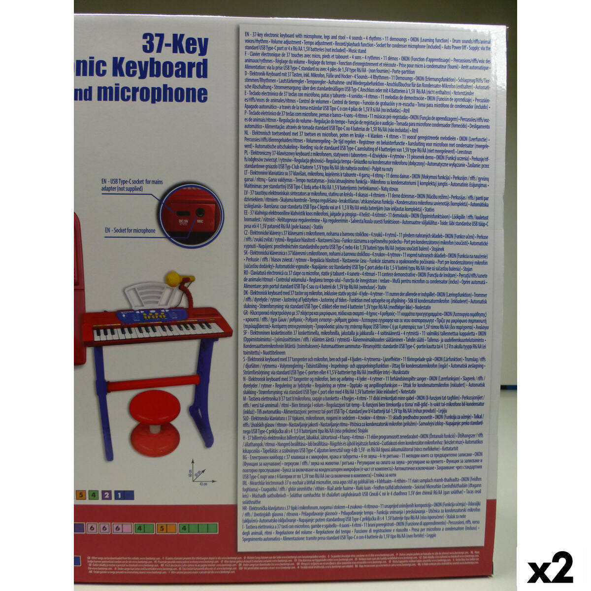 Bontempi Met Toetsenbord Met 37 Toetsen Bontempi 43 X 56 X 23 Cm (2 Stuks)