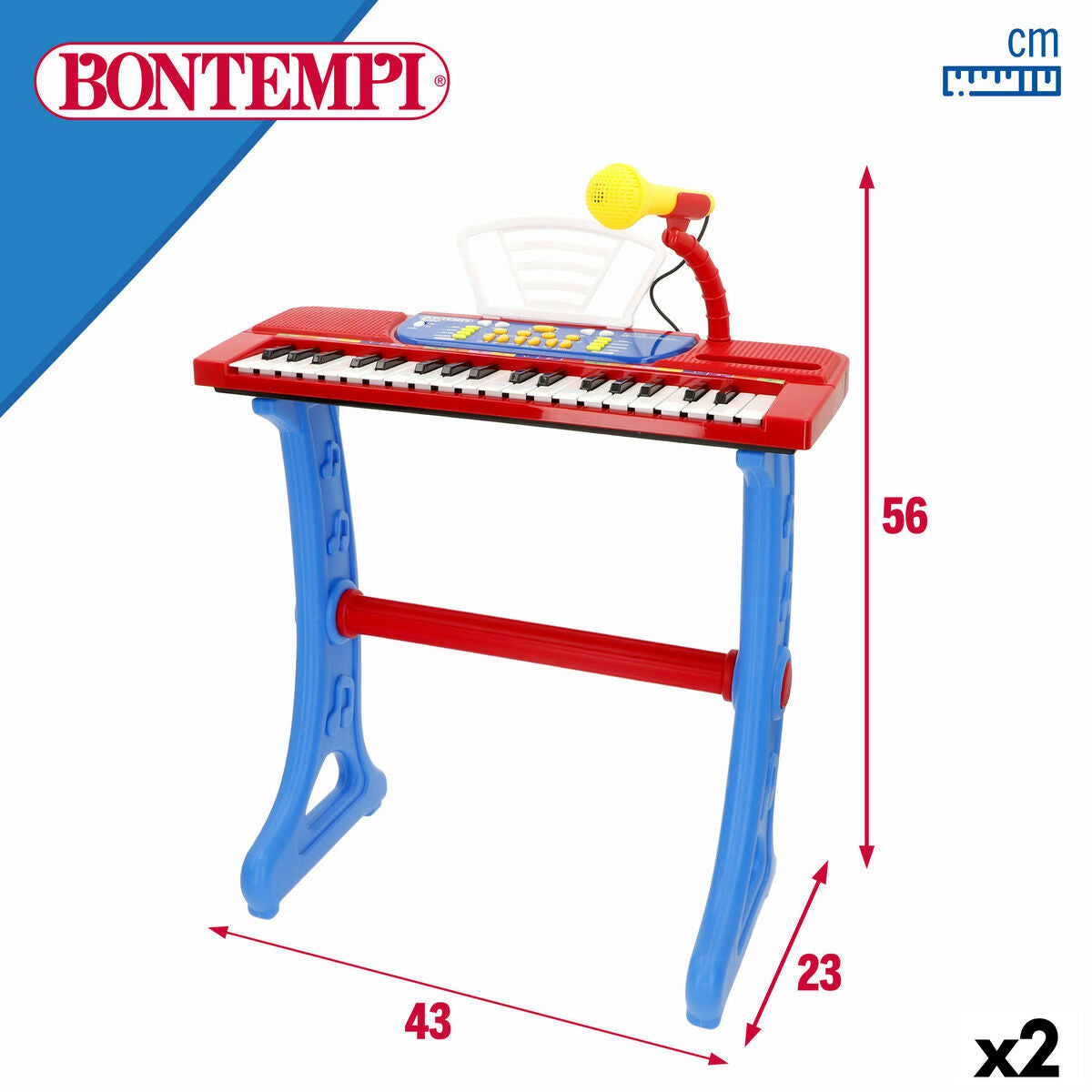 Bontempi Met Toetsenbord Met 37 Toetsen Bontempi 43 X 56 X 23 Cm (2 Stuks)