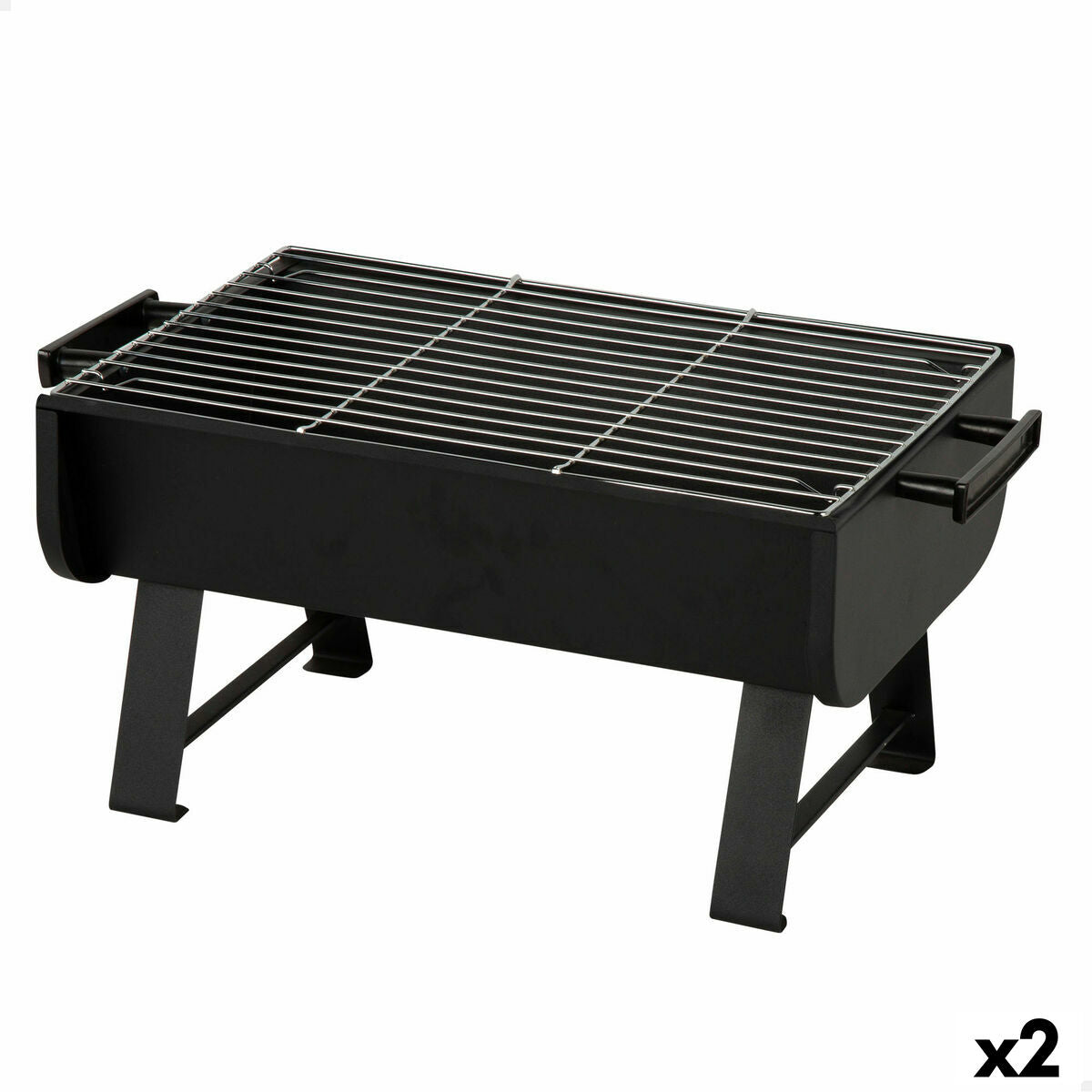 Aktive Barbecue Draagbare Aktive Staal 45 X 25 X 30 Cm Zwart (2 Stuks)