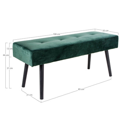 Skiby - Bench in  dark green velvet with black legs HN1206