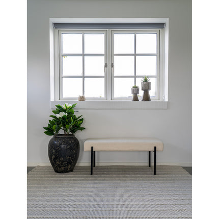 Swindon Bench - Bench in bouclé, white with black legs, 100x36x42,5 cm, HN1232