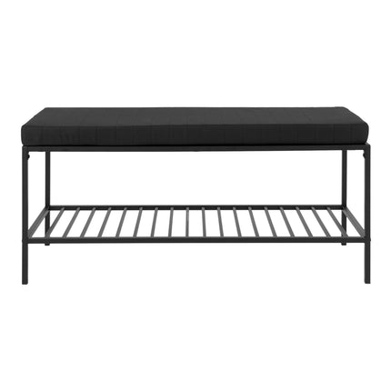 Vita Bench - Bench in black frame and 1 black shelve and cushion